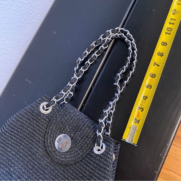 Target Black Silver Raffia Convertible Crossbody Shoulder Bag - Picture 3 of 6